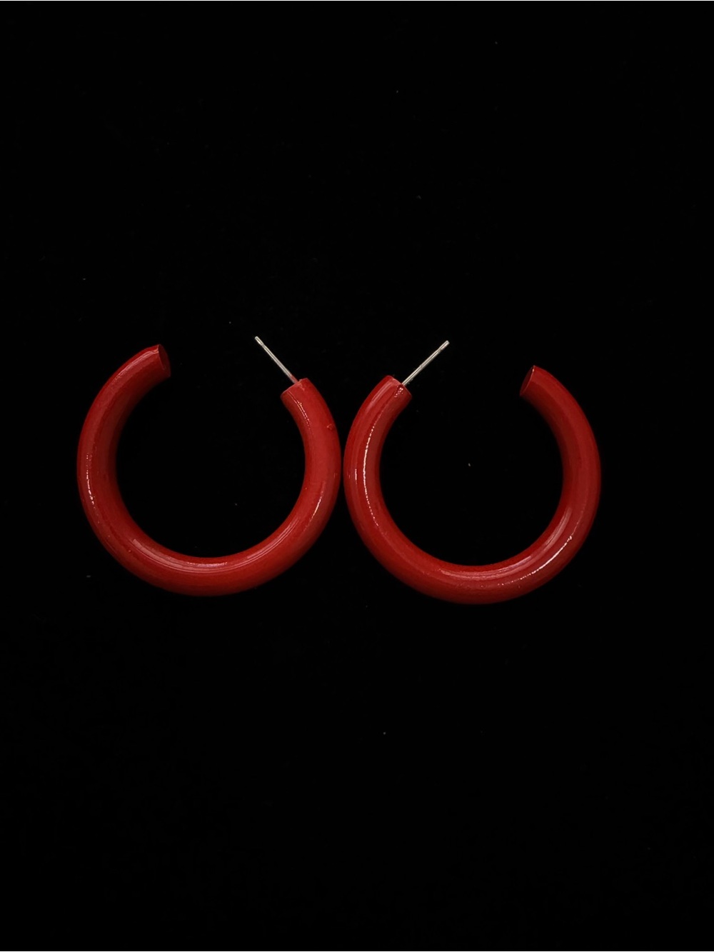 Bold Red Hoop Earrings — Sleek Everyday Hoops